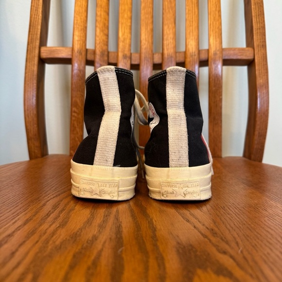 Black Comme des Garcons Play Converse Black Off White Sneakers Men’s 6 Women’s 8 - Picture 7 of 11